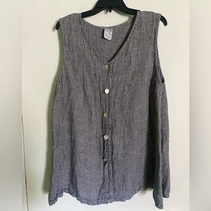 Vintage Black & White Check Button-down Top